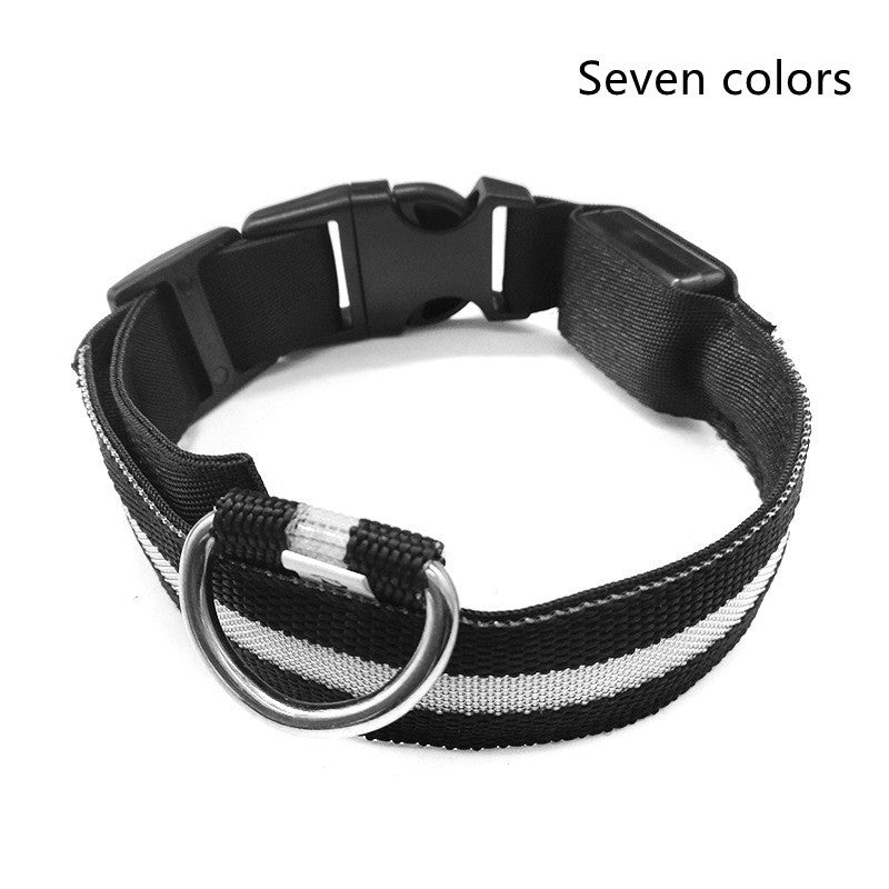 LED Nylon Pet Collar – Adjustable, Glowing Night Safety Leash