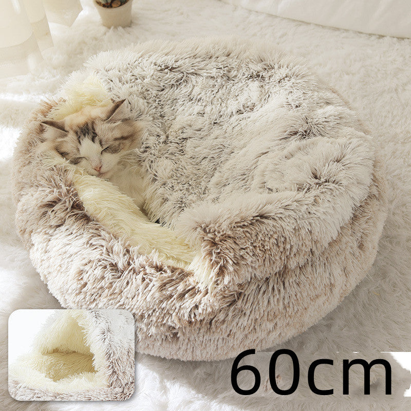 2-in-1 Plush Winter Bed for Dogs & Cats – Soft & Warm