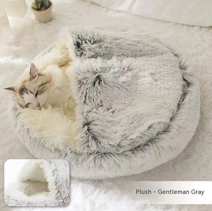 2-in-1 Plush Winter Bed for Dogs & Cats – Soft & Warm