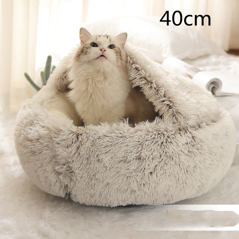 2-in-1 Plush Winter Bed for Dogs & Cats – Soft & Warm