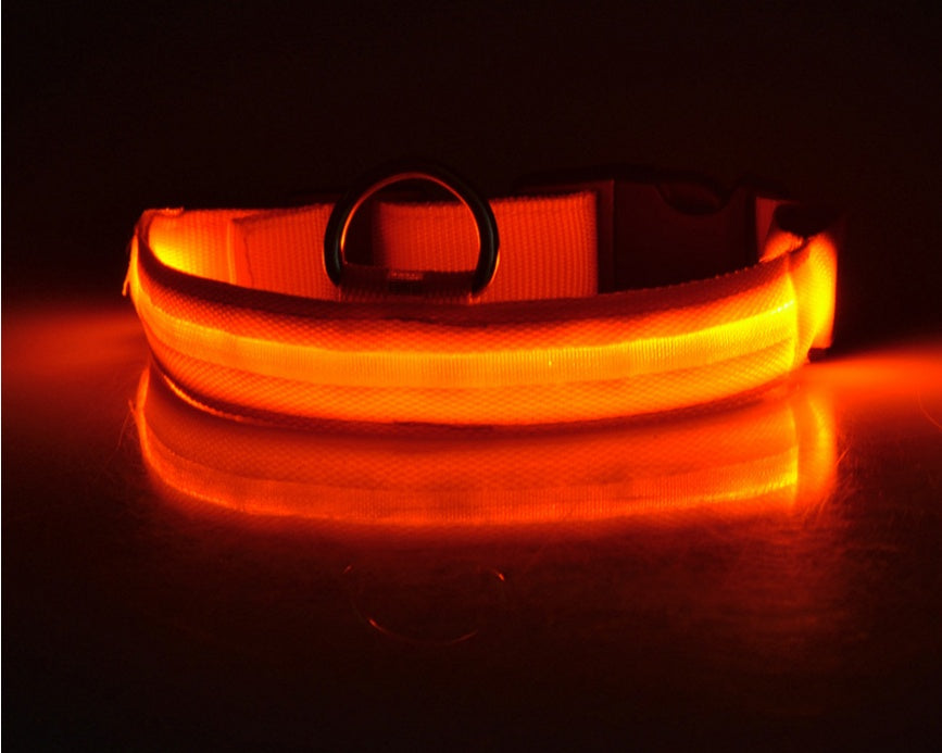 LED Nylon Pet Collar – Adjustable, Glowing Night Safety Leash