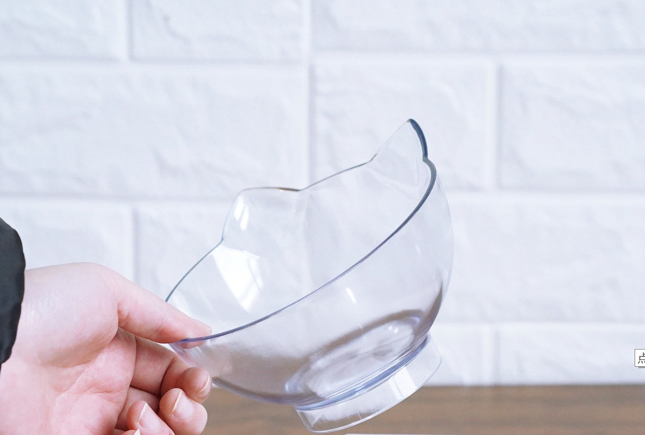 Inclined Food Cat Ear Oblique Mouth Transparent Single Pet Bowl