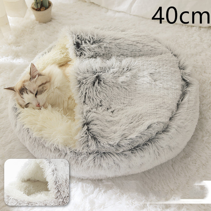 2-in-1 Plush Winter Bed for Dogs & Cats – Soft & Warm