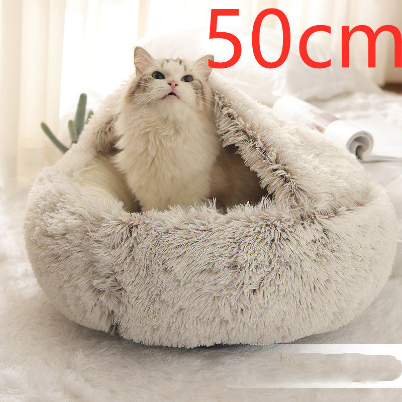 2-in-1 Plush Winter Bed for Dogs & Cats – Soft & Warm