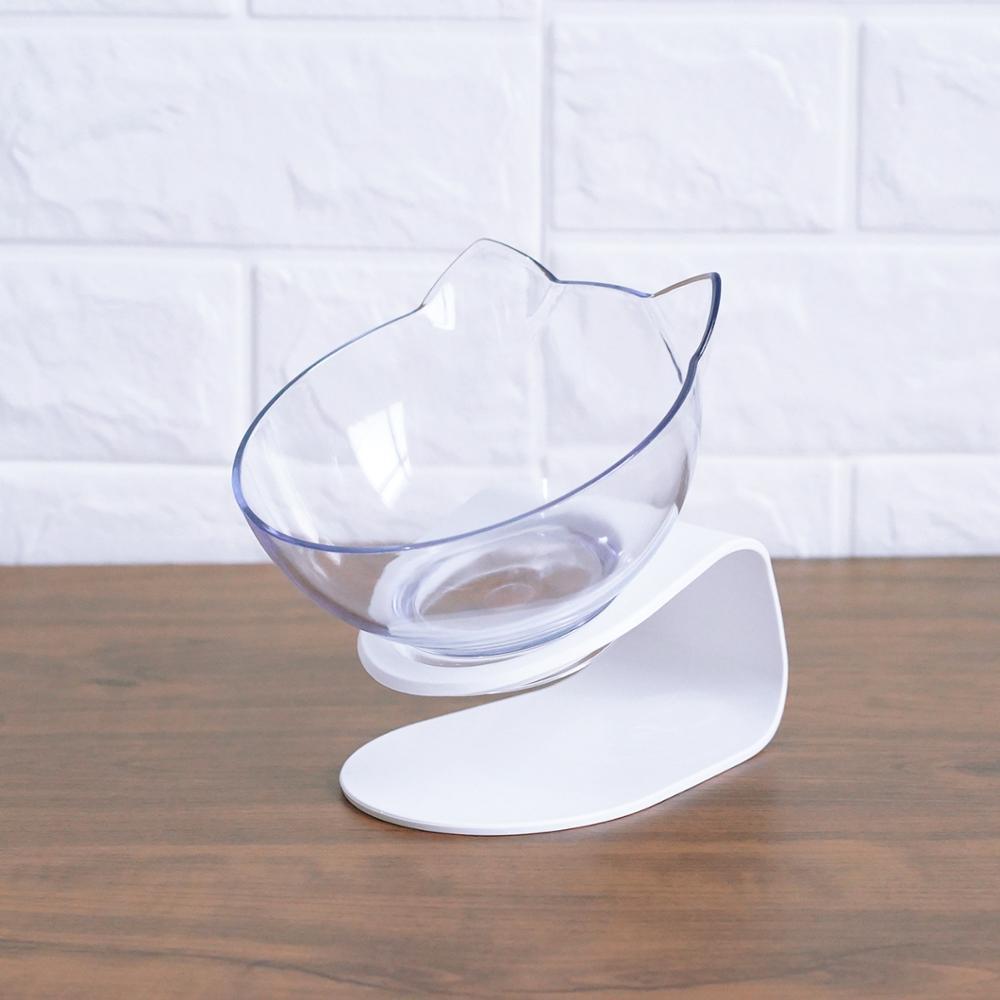 Inclined Food Cat Ear Oblique Mouth Transparent Single Pet Bowl