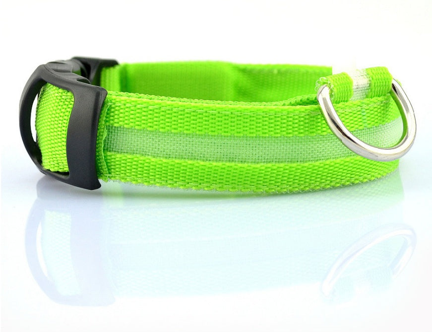 LED Nylon Pet Collar – Adjustable, Glowing Night Safety Leash