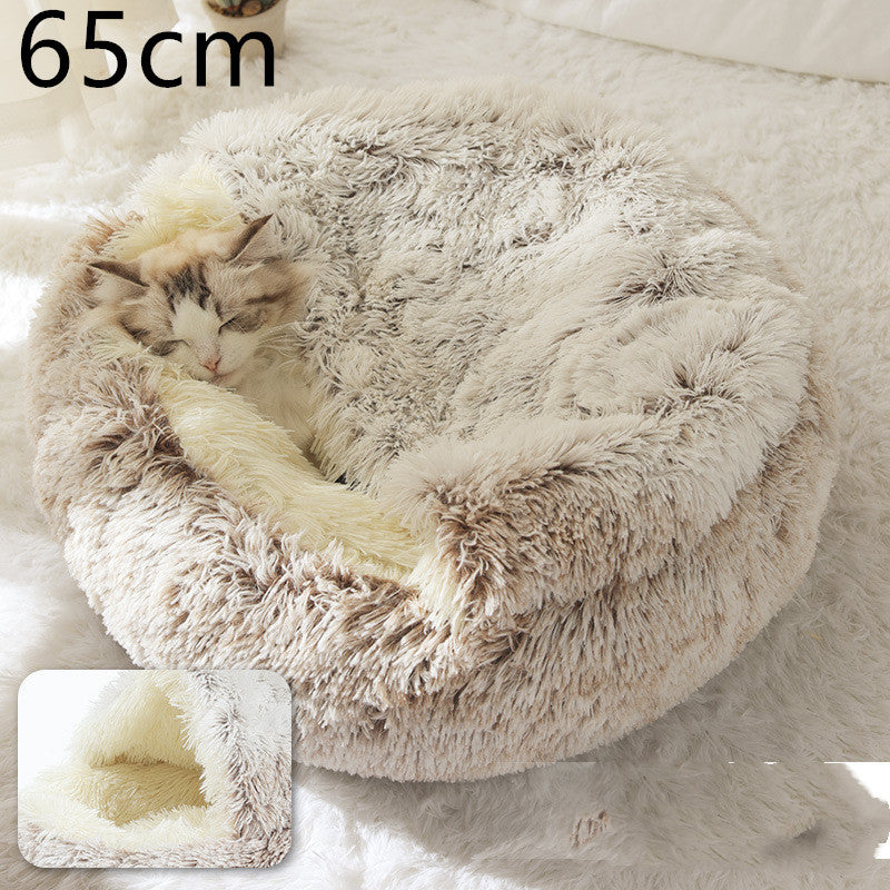 2-in-1 Plush Winter Bed for Dogs & Cats – Soft & Warm