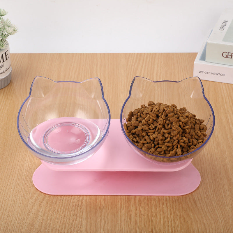 Inclined Food Cat Ear Oblique Mouth Transparent Single Pet Bowl