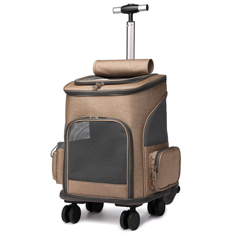 Portable Folding Pet Trolley Backpack with Wheels