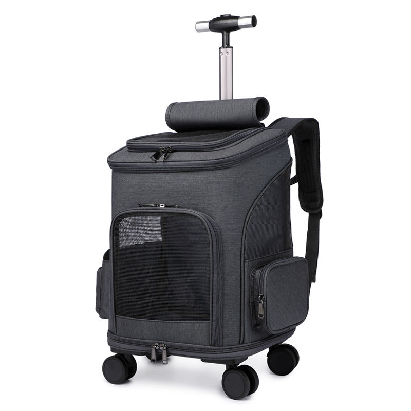 Portable Folding Pet Trolley Backpack with Wheels