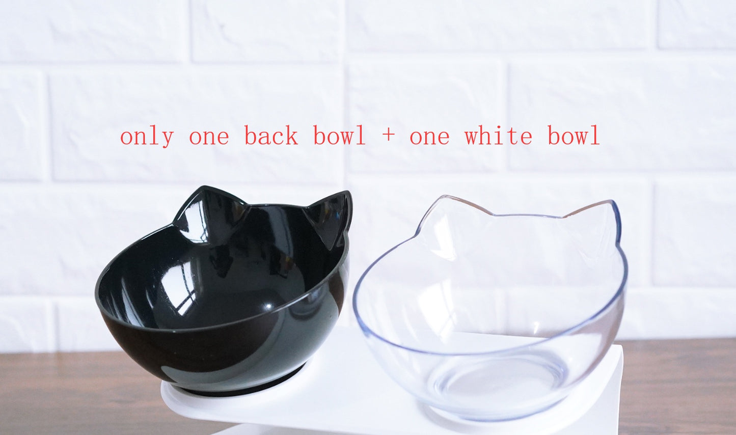 Inclined Food Cat Ear Oblique Mouth Transparent Single Pet Bowl