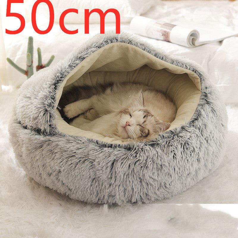 2-in-1 Plush Winter Bed for Dogs & Cats – Soft & Warm