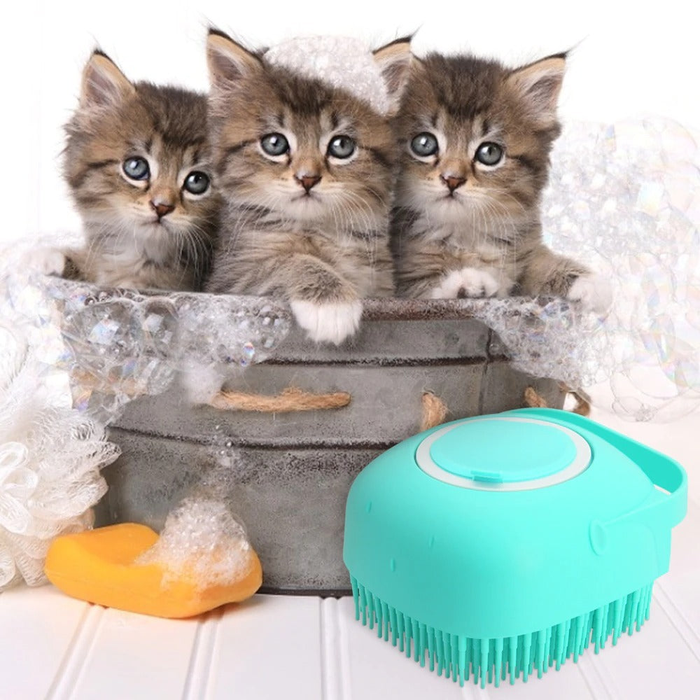 Pet Shampoo Massager Brush – Silicone Grooming Comb