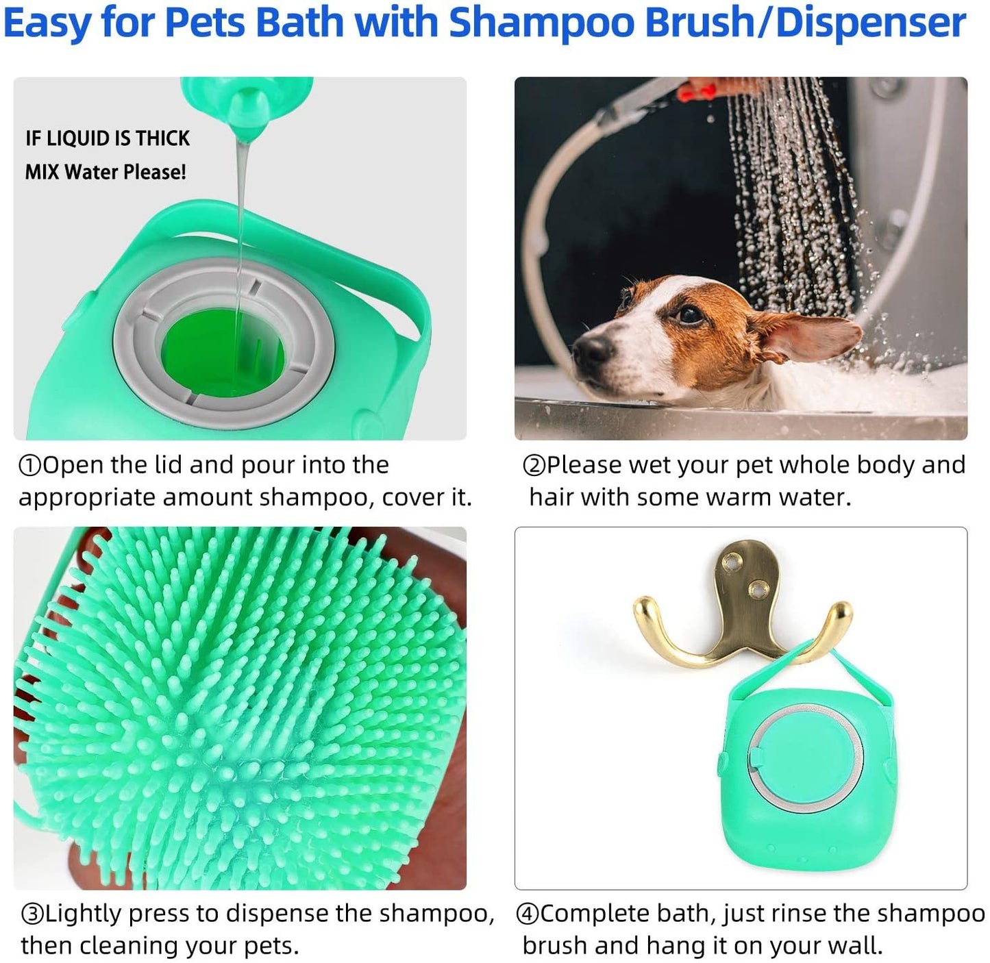 Pet Shampoo Massager Brush – Silicone Grooming Comb