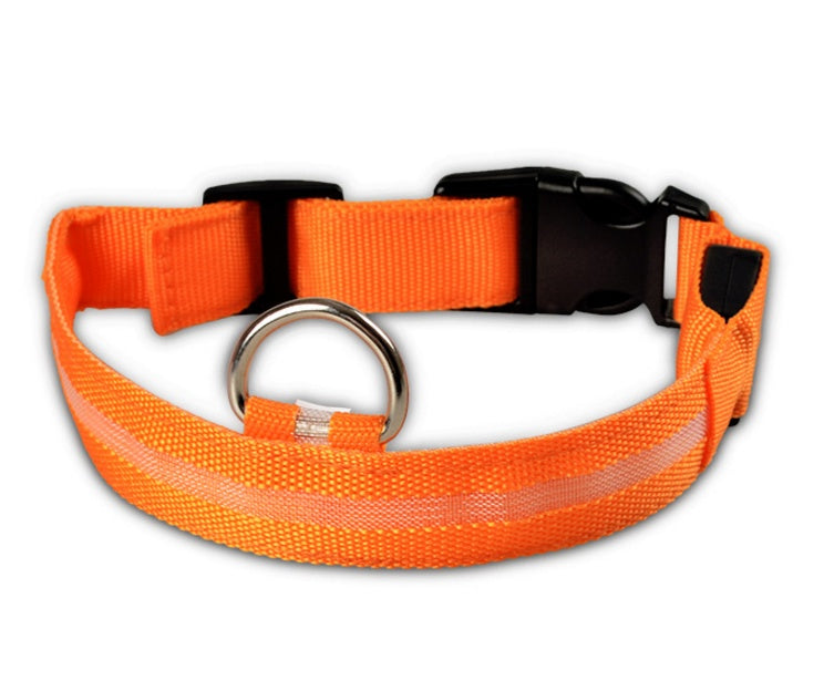 LED Nylon Pet Collar – Adjustable, Glowing Night Safety Leash