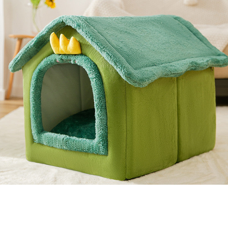Foldable Warm Dog & Cat House – Removable Nest Kennel
