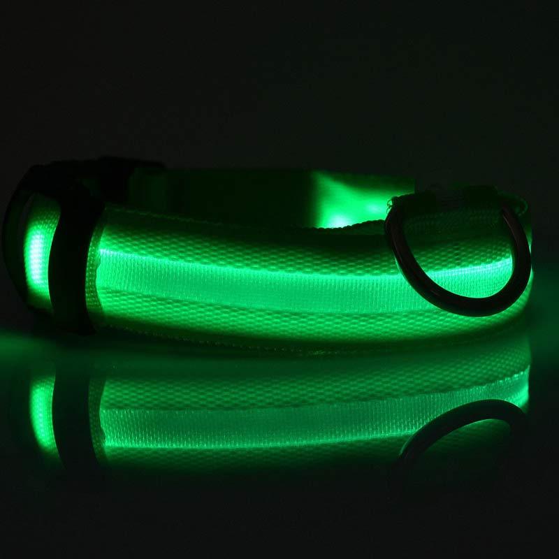 LED Nylon Pet Collar – Adjustable, Glowing Night Safety Leash