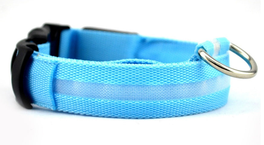 LED Nylon Pet Collar – Adjustable, Glowing Night Safety Leash