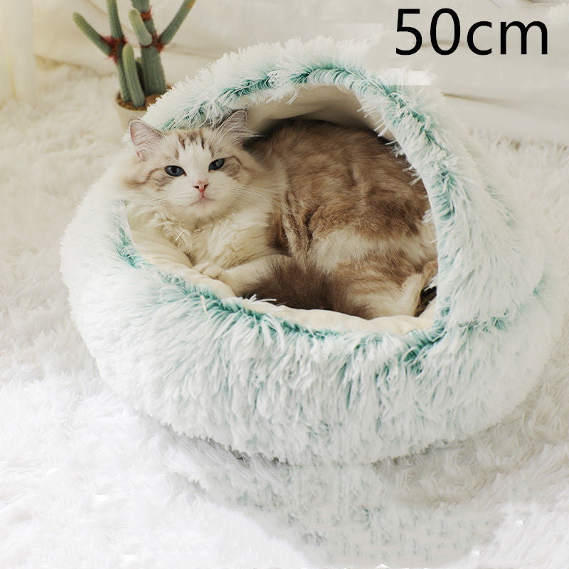2-in-1 Plush Winter Bed for Dogs & Cats – Soft & Warm