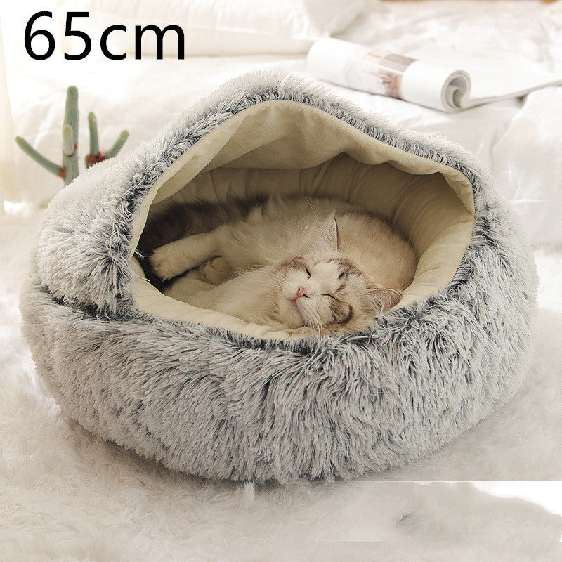 2-in-1 Plush Winter Bed for Dogs & Cats – Soft & Warm