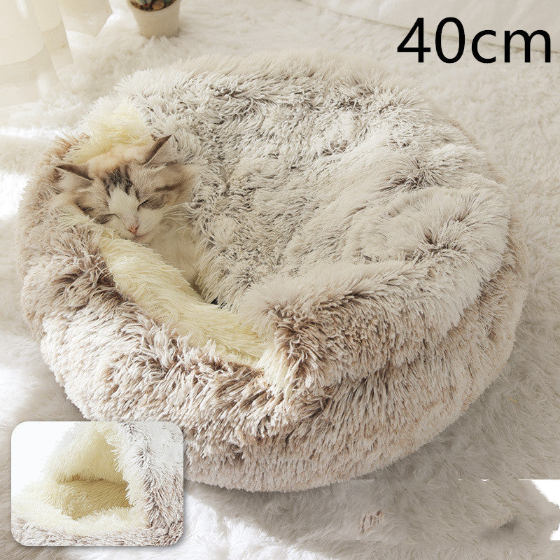 2-in-1 Plush Winter Bed for Dogs & Cats – Soft & Warm