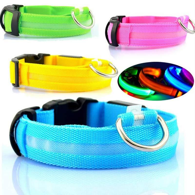 LED Nylon Pet Collar – Adjustable, Glowing Night Safety Leash