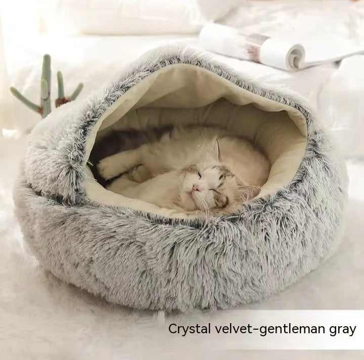 2-in-1 Plush Winter Bed for Dogs & Cats – Soft & Warm