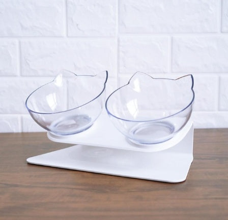 Inclined Food Cat Ear Oblique Mouth Transparent Single Pet Bowl