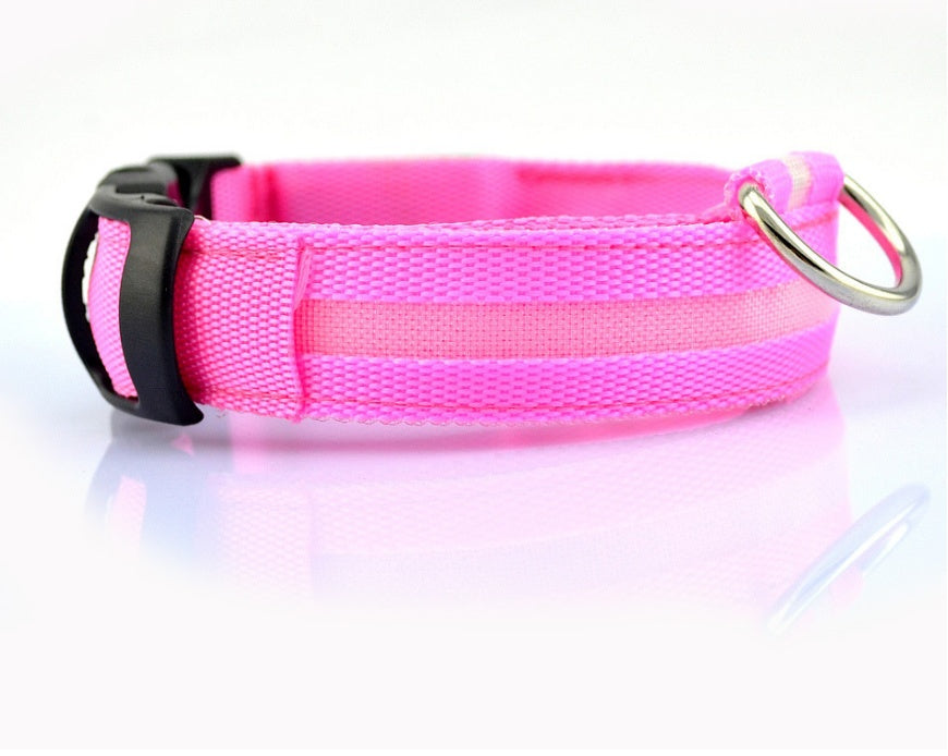 LED Nylon Pet Collar – Adjustable, Glowing Night Safety Leash