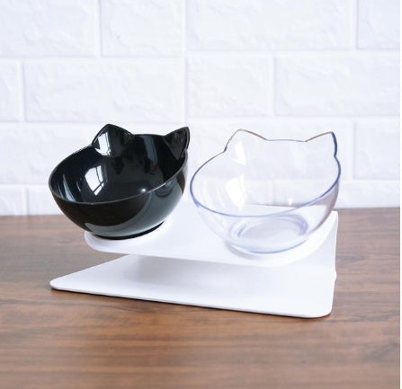 Inclined Food Cat Ear Oblique Mouth Transparent Single Pet Bowl