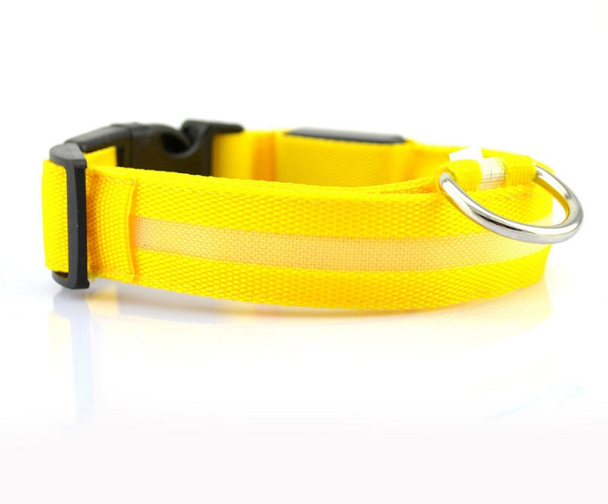 LED Nylon Pet Collar – Adjustable, Glowing Night Safety Leash