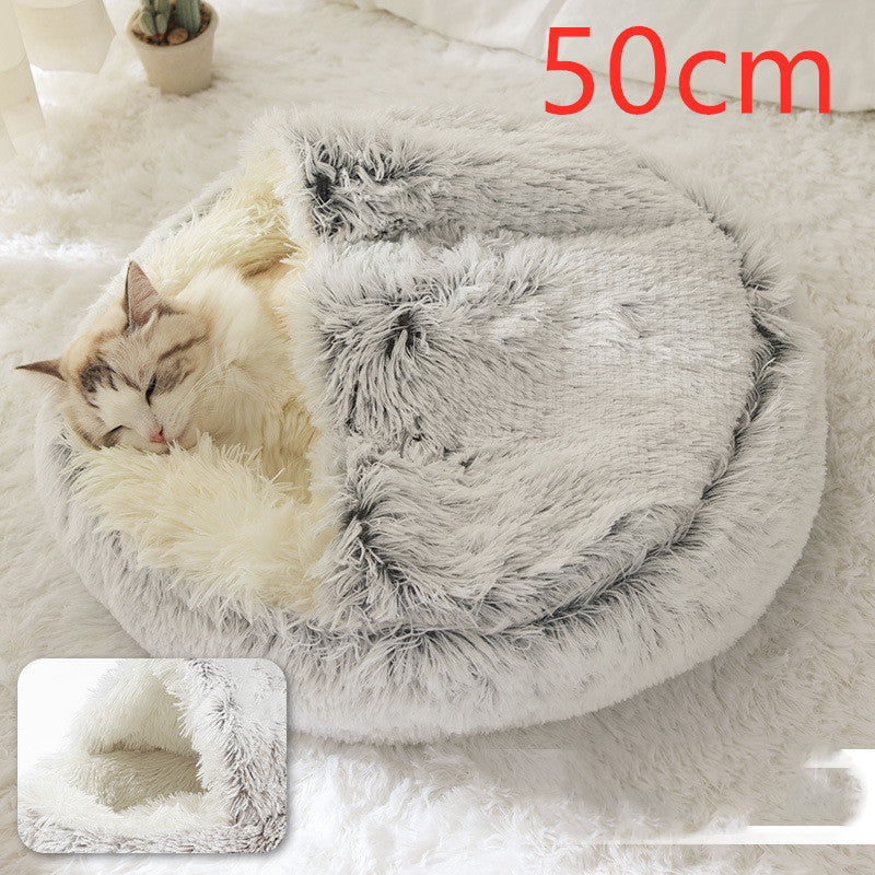 2-in-1 Plush Winter Bed for Dogs & Cats – Soft & Warm