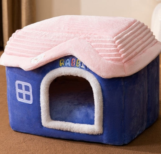 Foldable Warm Dog & Cat House – Removable Nest Kennel