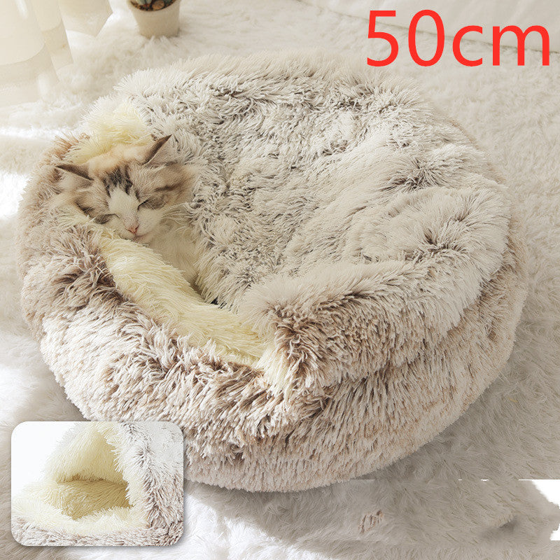 2-in-1 Plush Winter Bed for Dogs & Cats – Soft & Warm