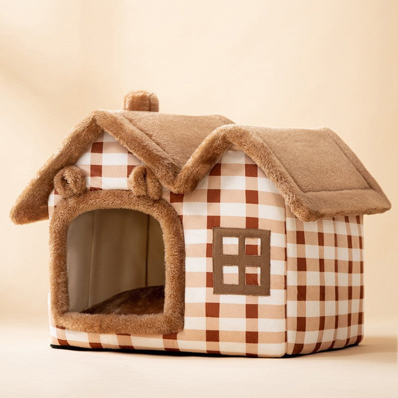 Foldable Warm Dog & Cat House – Removable Nest Kennel