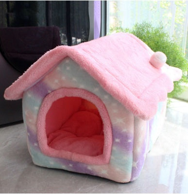Foldable Warm Dog & Cat House – Removable Nest Kennel