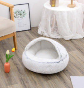 2-in-1 Plush Winter Bed for Dogs & Cats – Soft & Warm