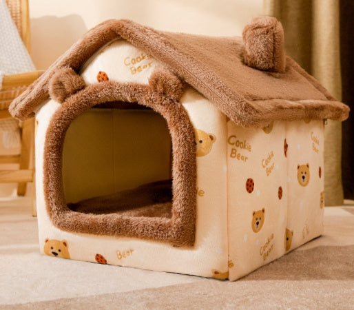 Foldable Warm Dog & Cat House – Removable Nest Kennel