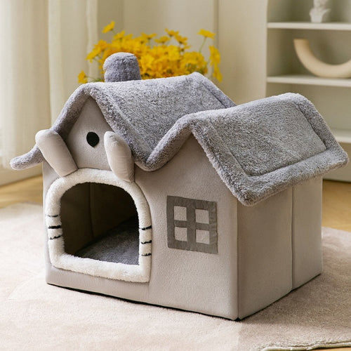 Foldable Warm Dog & Cat House – Removable Nest Kennel