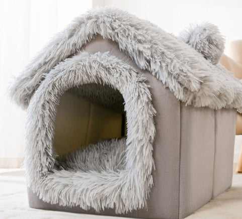 Foldable Warm Dog & Cat House – Removable Nest Kennel