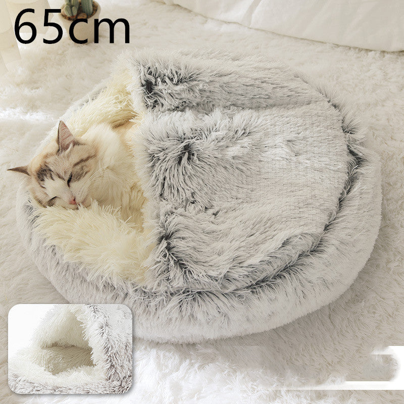 2-in-1 Plush Winter Bed for Dogs & Cats – Soft & Warm