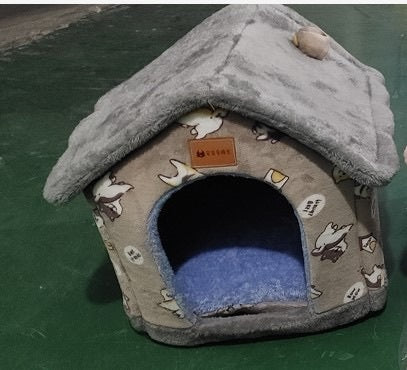 Foldable Warm Dog & Cat House – Removable Nest Kennel