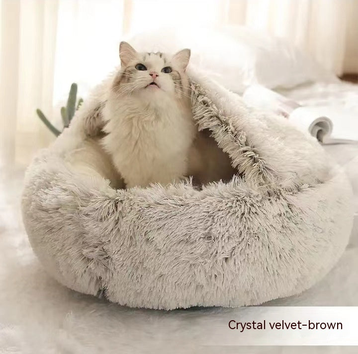 2-in-1 Plush Winter Bed for Dogs & Cats – Soft & Warm