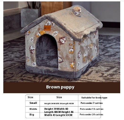 Foldable Warm Dog & Cat House – Removable Nest Kennel