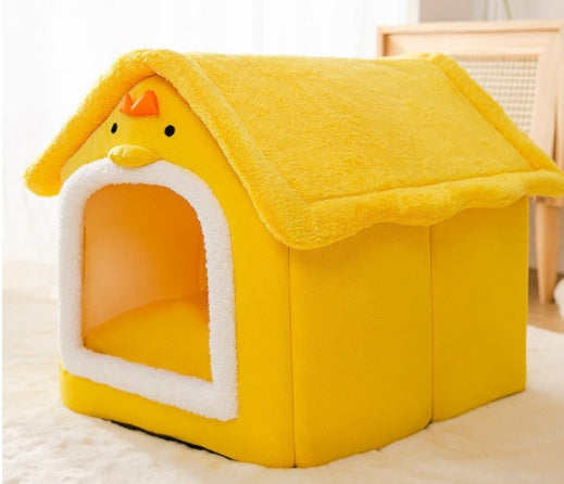 Foldable Warm Dog & Cat House – Removable Nest Kennel