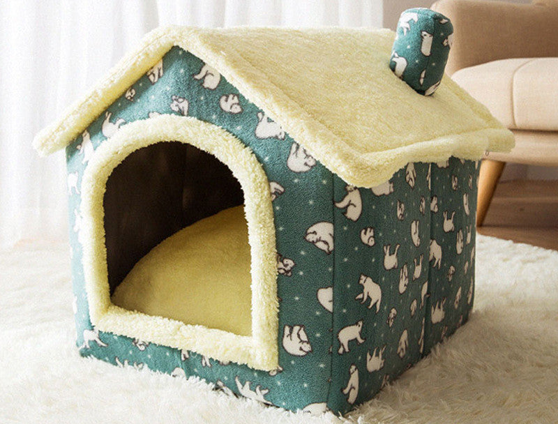 Foldable Warm Dog & Cat House – Removable Nest Kennel