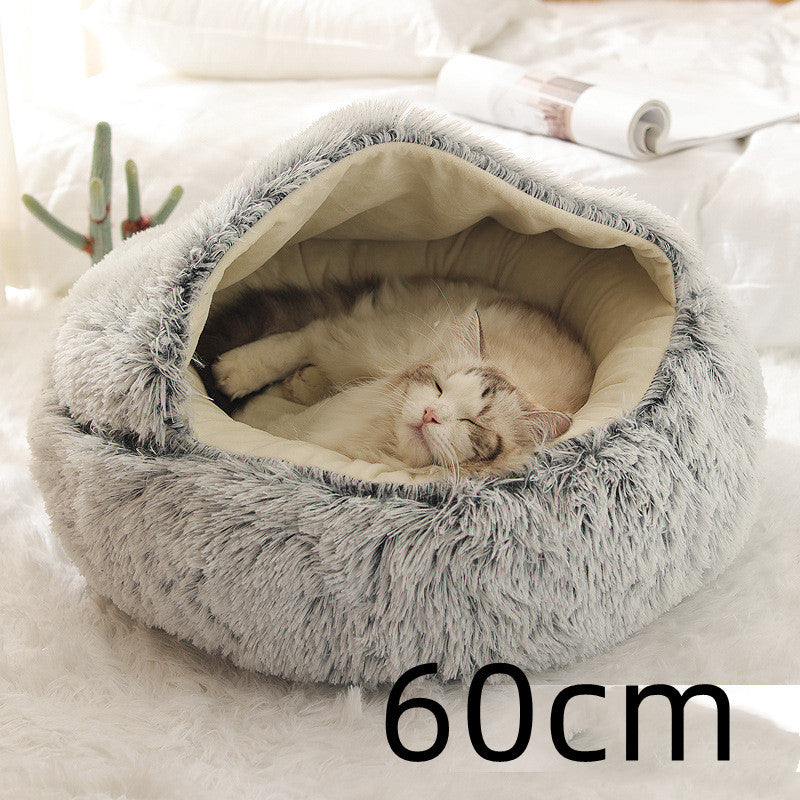 2-in-1 Plush Winter Bed for Dogs & Cats – Soft & Warm