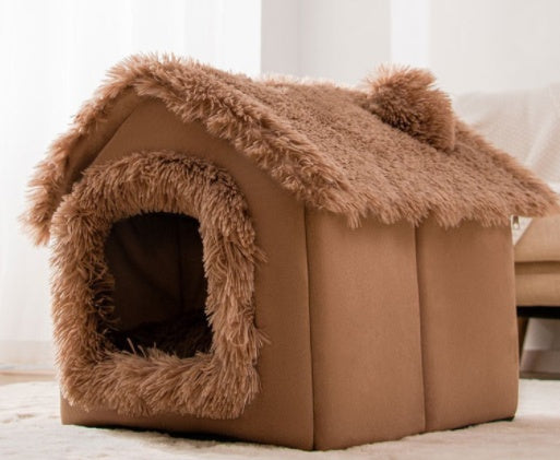 Foldable Warm Dog & Cat House – Removable Nest Kennel