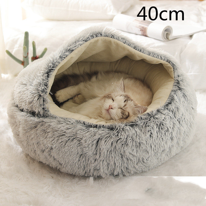2-in-1 Plush Winter Bed for Dogs & Cats – Soft & Warm