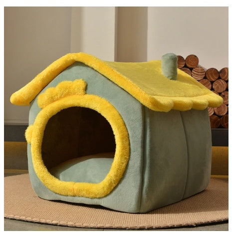 Foldable Warm Dog & Cat House – Removable Nest Kennel